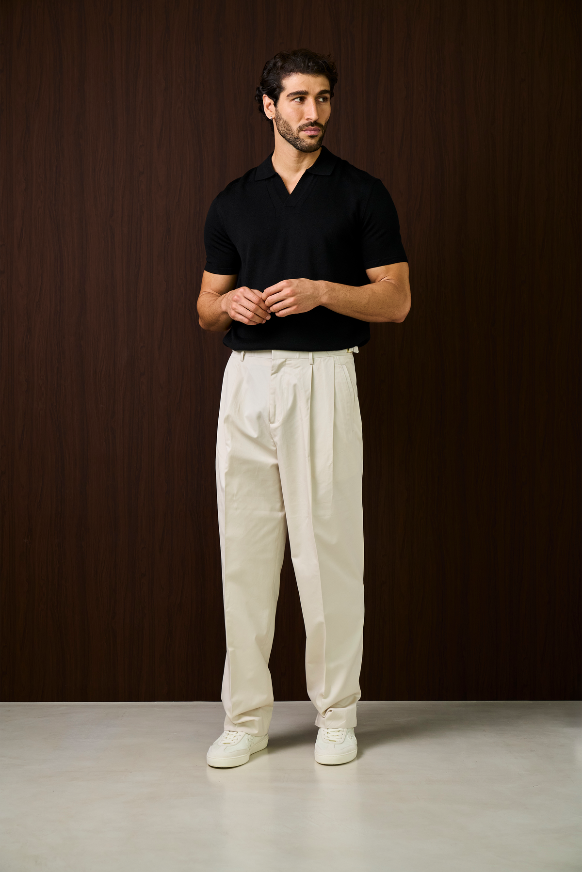 Soleil Knitted Short Sleeve Polo – Black