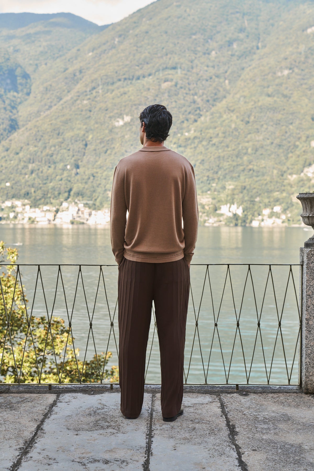 Rivoli Knitted Longsleeve Polo – Taupe