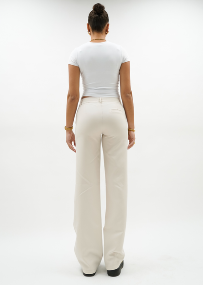Low/mid waist pants casual crème (tall)